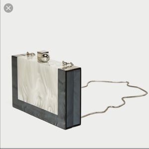 NWT ZARA "minaudière" two tone marble clutch bag